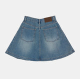 Washed tennis denim skirt