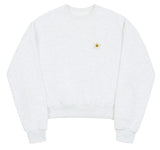 [WOMAN] Flower Dot Embroidery Crop Sweatshirt