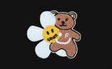 Flower Bear Smile Embroidery Knit Color Cardigan