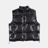 Glossy over zip-up padding vest