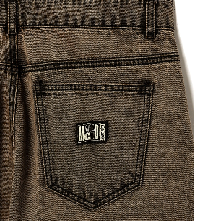 OVERDYED ACID DENIM PANT [BROWN]