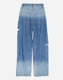 Side cut gradation washing denim pants