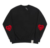 Elbow Bookle Embroidery Heart Smile Sweatshirt