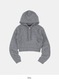 Cashmere mix wool knit zip-up hood