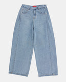 Hem snap maxi wide denim pants