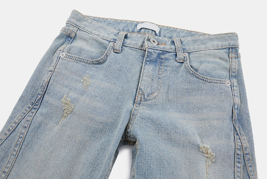 【Raucohouse】Unique pocket incision vintage denim pants 