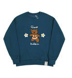 Big Bear Flower Smile White Clip Sweatshirt