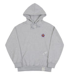 Purple Flower Smile Embroidery White Clip Hoodie