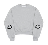 [WOMAN] Elbow Drawing Smile Crop Sweatshirt