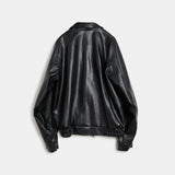 Raglan leather 2-way bomber jacket