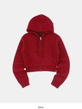 Cashmere mix wool knit zip-up hood