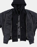 Detachable hood shirring MA-1 jumper