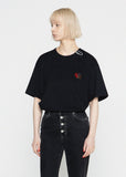 Embroidery Heart Leopard Logo Short Sleeve