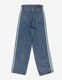 Side triple line loose denim pants