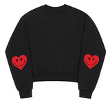 [WOMAN] Elbow Heart Smile Crop Sweatshirt