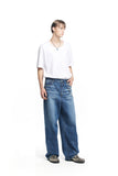 CRACK BRUSH WIDE DENIM PANTS