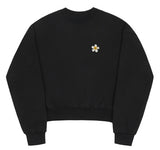 [WOMAN] Flower Dot Embroidery Crop Sweatshirt