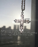 [BLACKPURPLE] SINGATURE CHAIN CUBIC CROSS LONG DROP NECKLACE