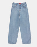 Hem snap maxi wide denim pants