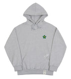 Green Flower Smile Embroidered White Clip Hoodie