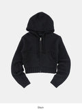 Cashmere mix wool knit zip-up hood