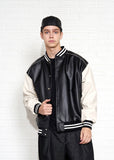 Vegan Leather Lining Varsity Jacket