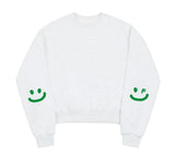 [WOMAN] Elbow Drawing Smile Crop Sweatshirt