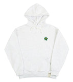 Green Flower Smile Embroidered White Clip Hoodie