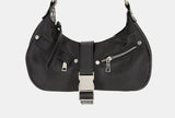 Satin buckle hobo shoulder bag