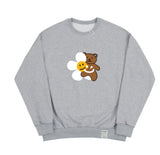 Flower Bear Smile White Clip Sweatshirt