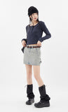 Carpenter loop mini denim skirt