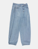 Hem snap maxi wide denim pants