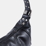 Glossy leather eyelet strap shoulder bag