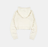 Cashmere mix wool knit zip-up hood