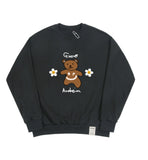 Big Bear Flower Smile White Clip Sweatshirt