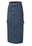 cargo pocket denim long skirt