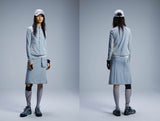 Side Slit Jersey Skirt / Blue grey