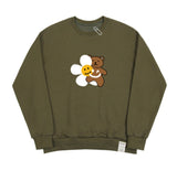 Flower Bear Smile White Clip Sweatshirt