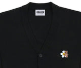 [UNISEX]Flower Bear Smile Embroidery Knit Cardigan