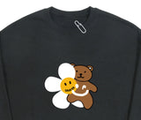 Flower Bear Smile White Clip Sweatshirt