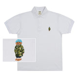 Blue Beanie Dog Embroidered Striper Clip Pique Short Sleeve