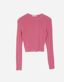 See-through tencel layered color long sleeve