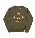 Big Bear Flower Smile White Clip Sweatshirt