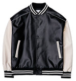 Vegan Leather Lining Varsity Jacket