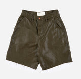 Glossy coating boy fit half pants