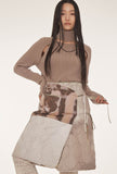 Printed Quilted Wrap Skirt / Beige