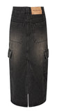 cargo pocket denim long skirt