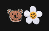 Small Flower Bear Face Embroidery Smile Hoodie