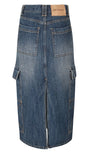 cargo pocket denim long skirt