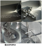 [BLACKPURPLE] SINGATURE CHAIN CUBIC CROSS LONG DROP NECKLACE